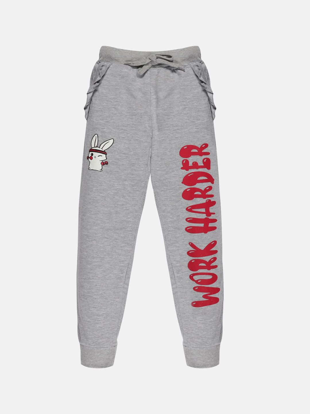 

KiddoPanti Girls Regular Fit Joggers, Grey melange