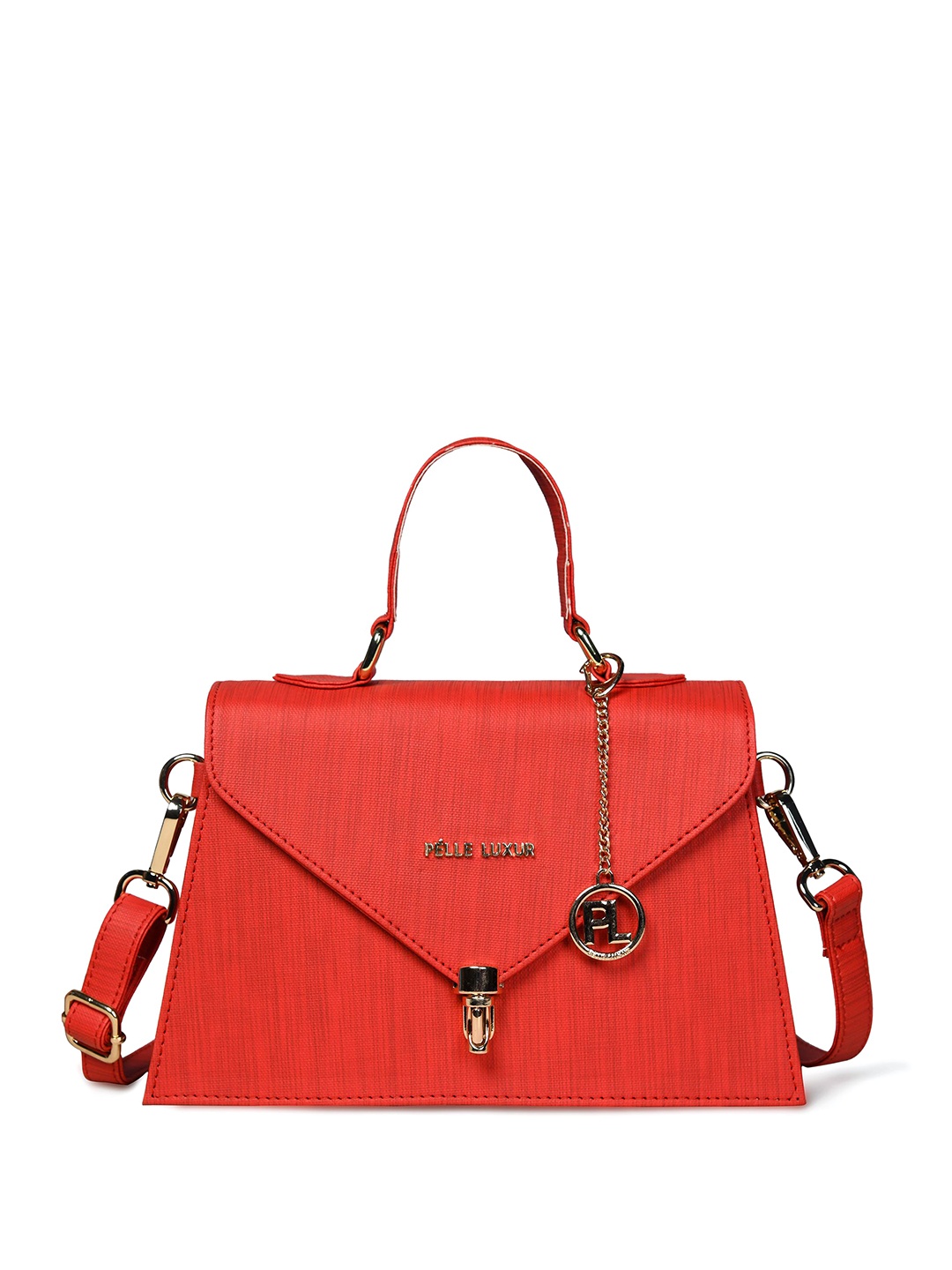 

PELLE LUXUR PU Structured Satchel, Red