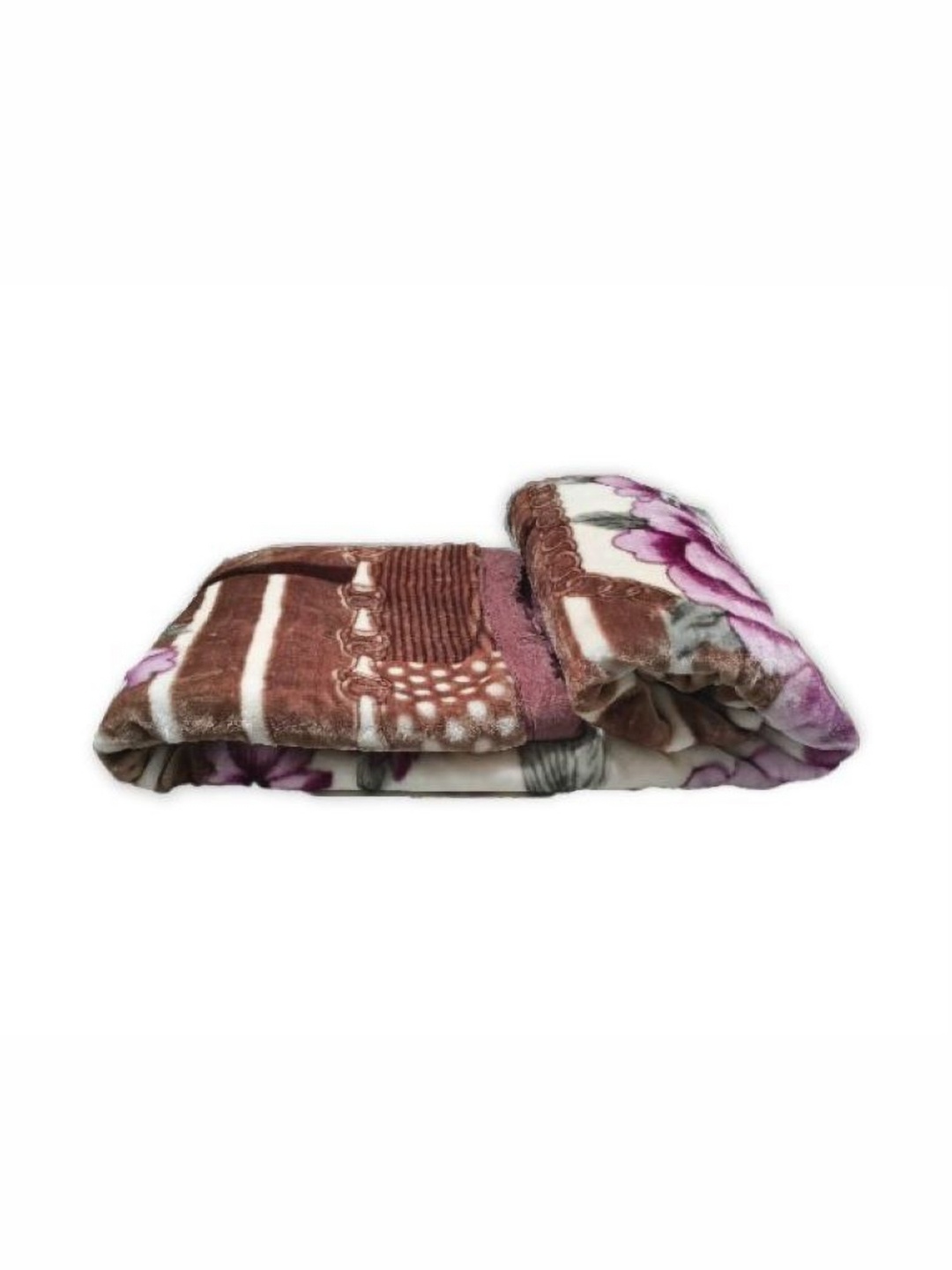 

Signature Brown & Cream-Coloured Floral Heavy Winter 350 GSM Single Bed Blanket