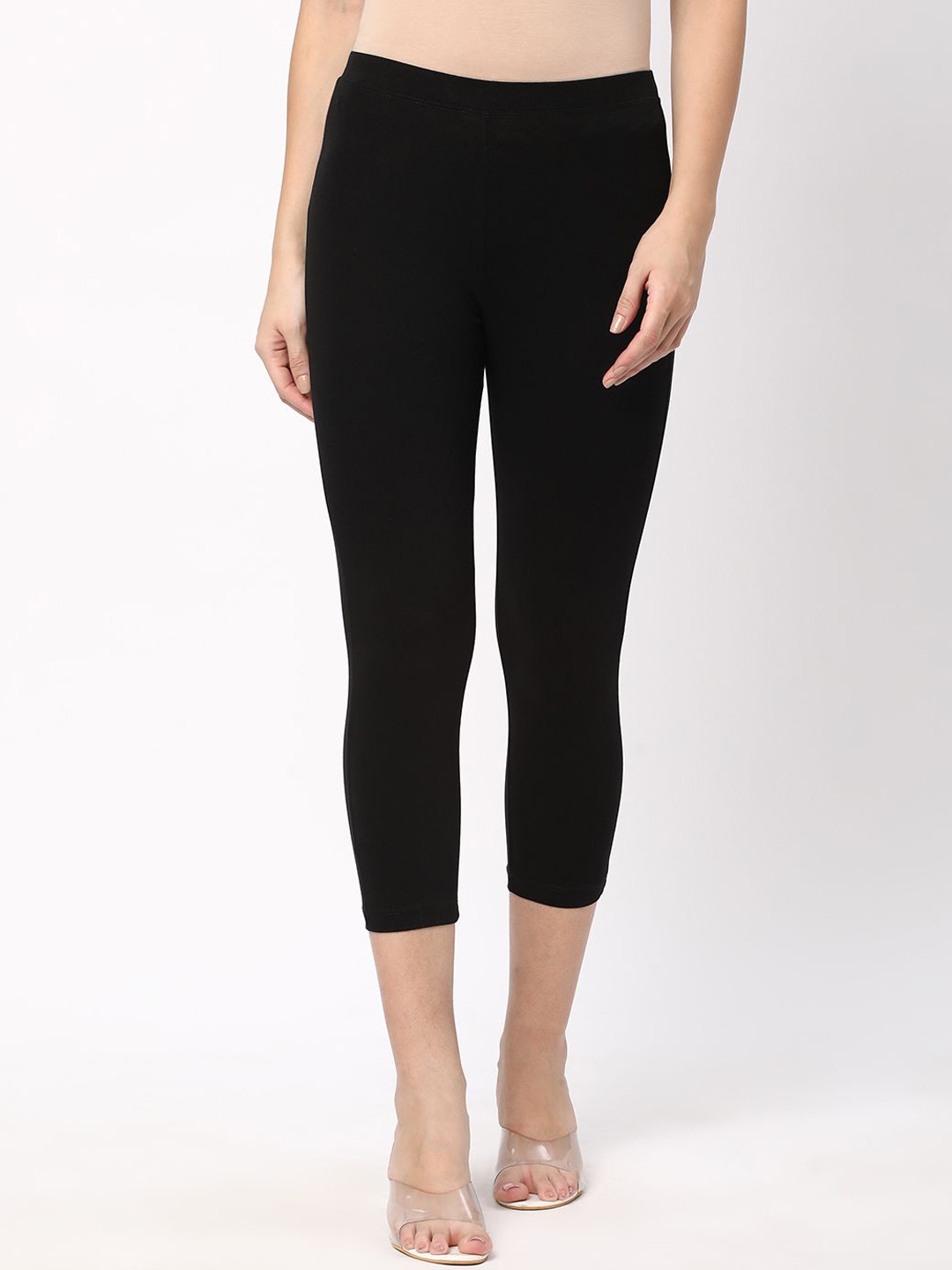 

R&B Three Fourth Length Cotton Leggings, Black