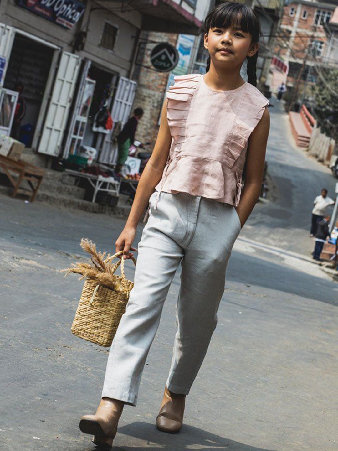 

CHI LINEN CLOTHING Girls Original Trousers, White