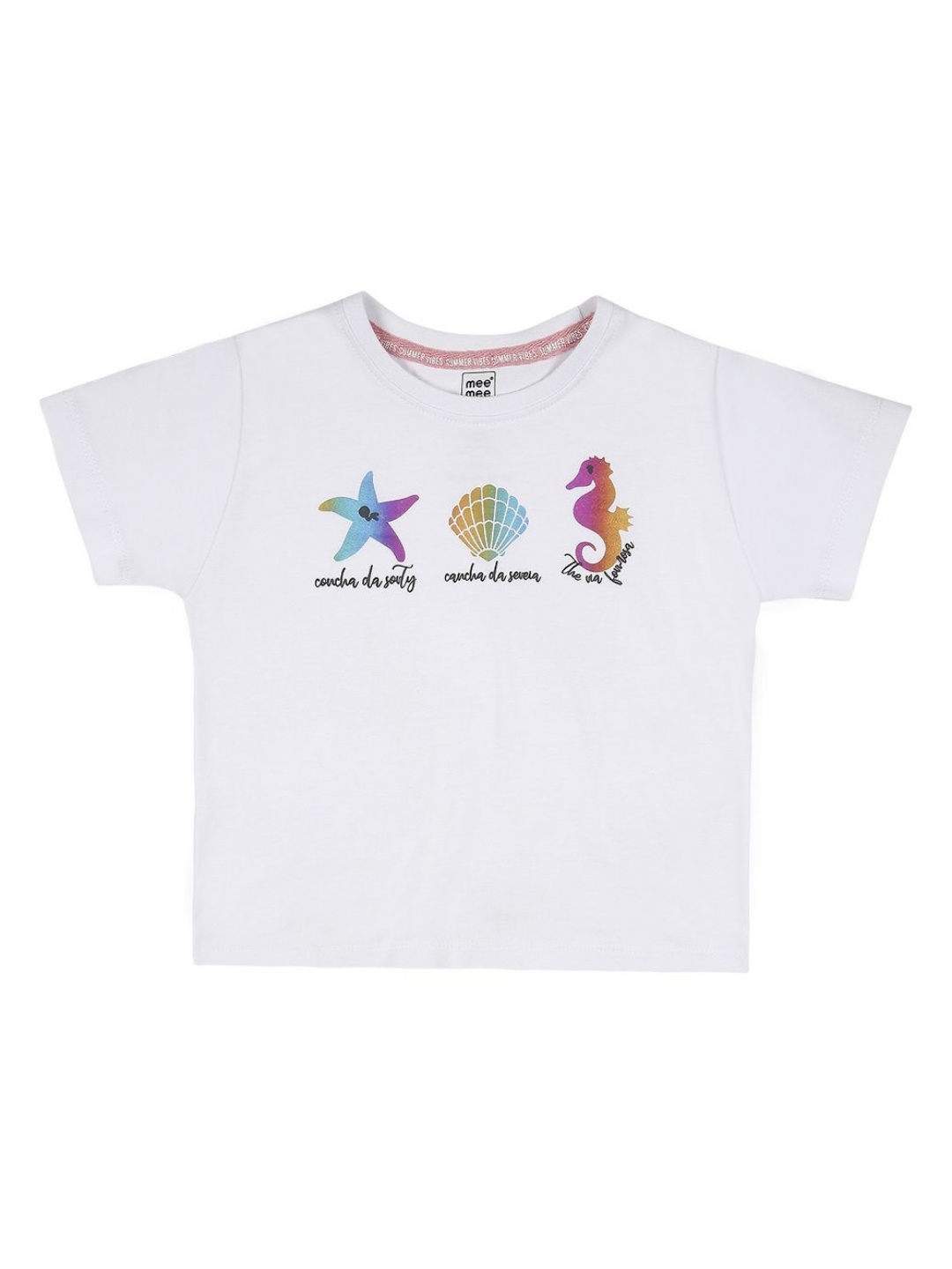 

MeeMee Girls Printed Applique T-shirt, White