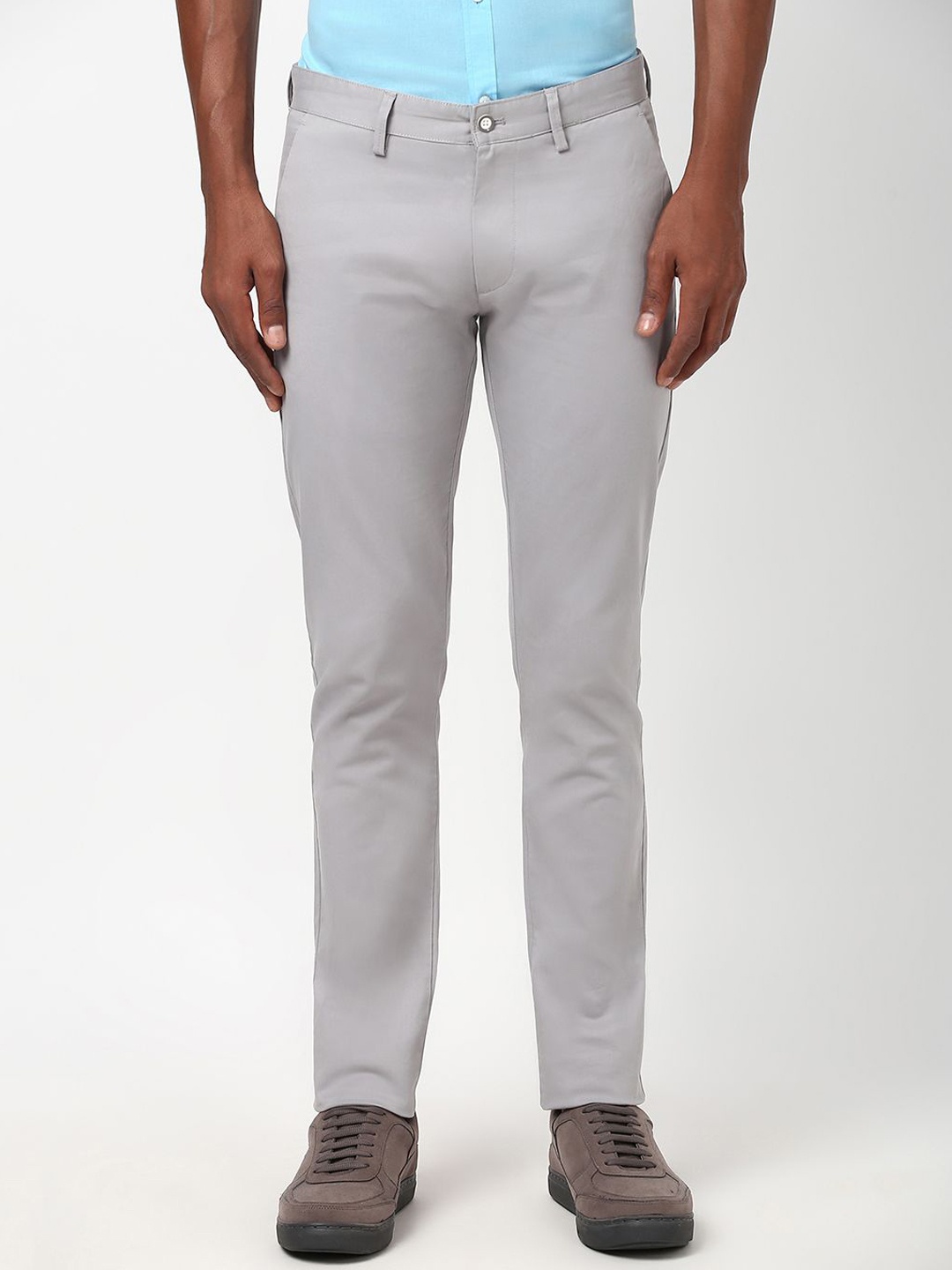 

Peter England Casuals Men Cotton Skinny Fit Trousers, Grey