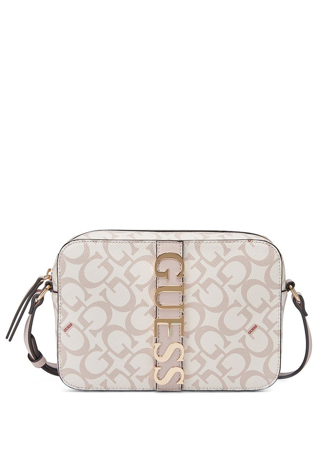 

GUESS Printed PU Structured Shoulder Bag with Tasselled, Beige