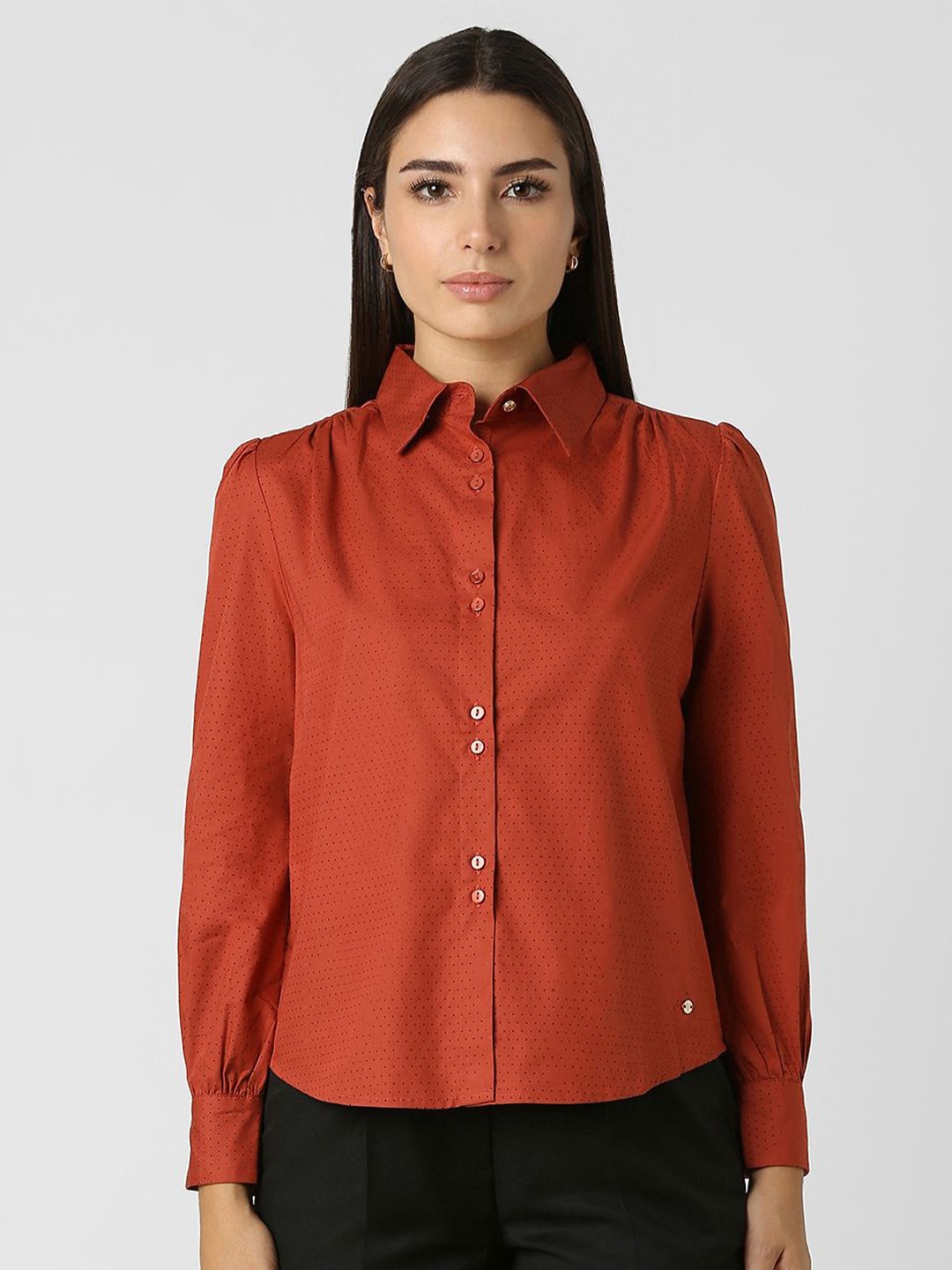 

Van Heusen Woman Women Classic Spread Collar Solid Cotton Formal Shirt, Red