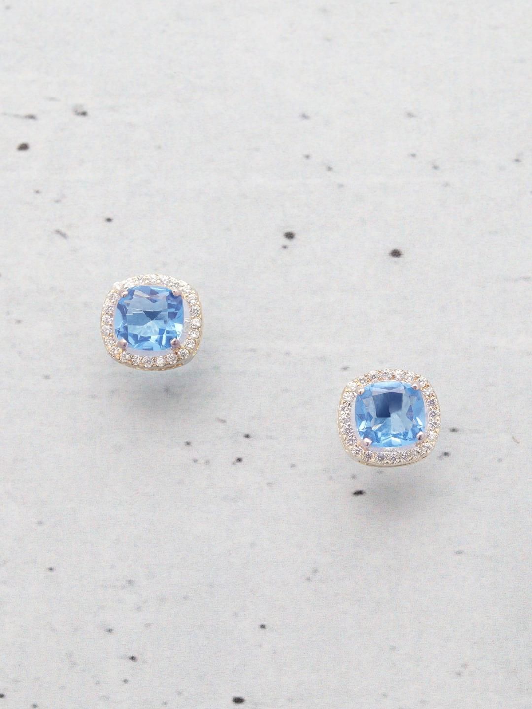 

ORIONZ Contemporary Sterling Silver Cubic Zirconia Studs, Blue