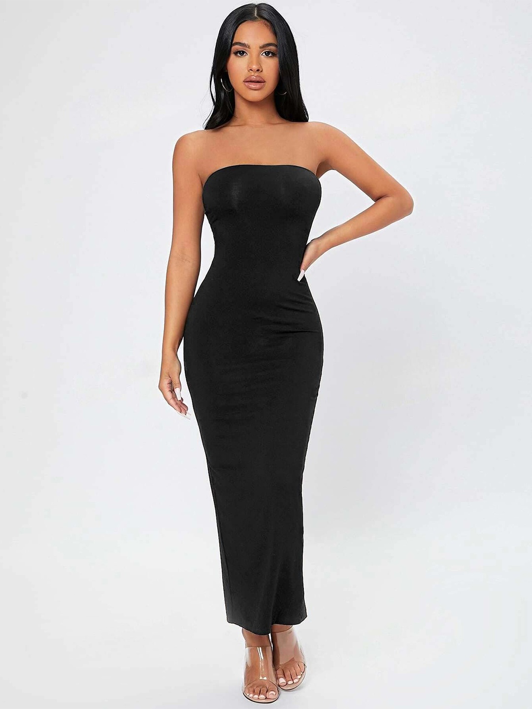 

Stylecast X Slyck Strapless Bodycon Maxi Dress, Black