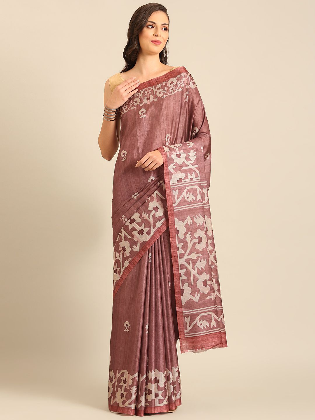 

Exclusiva Woven Design Saree, Burgundy