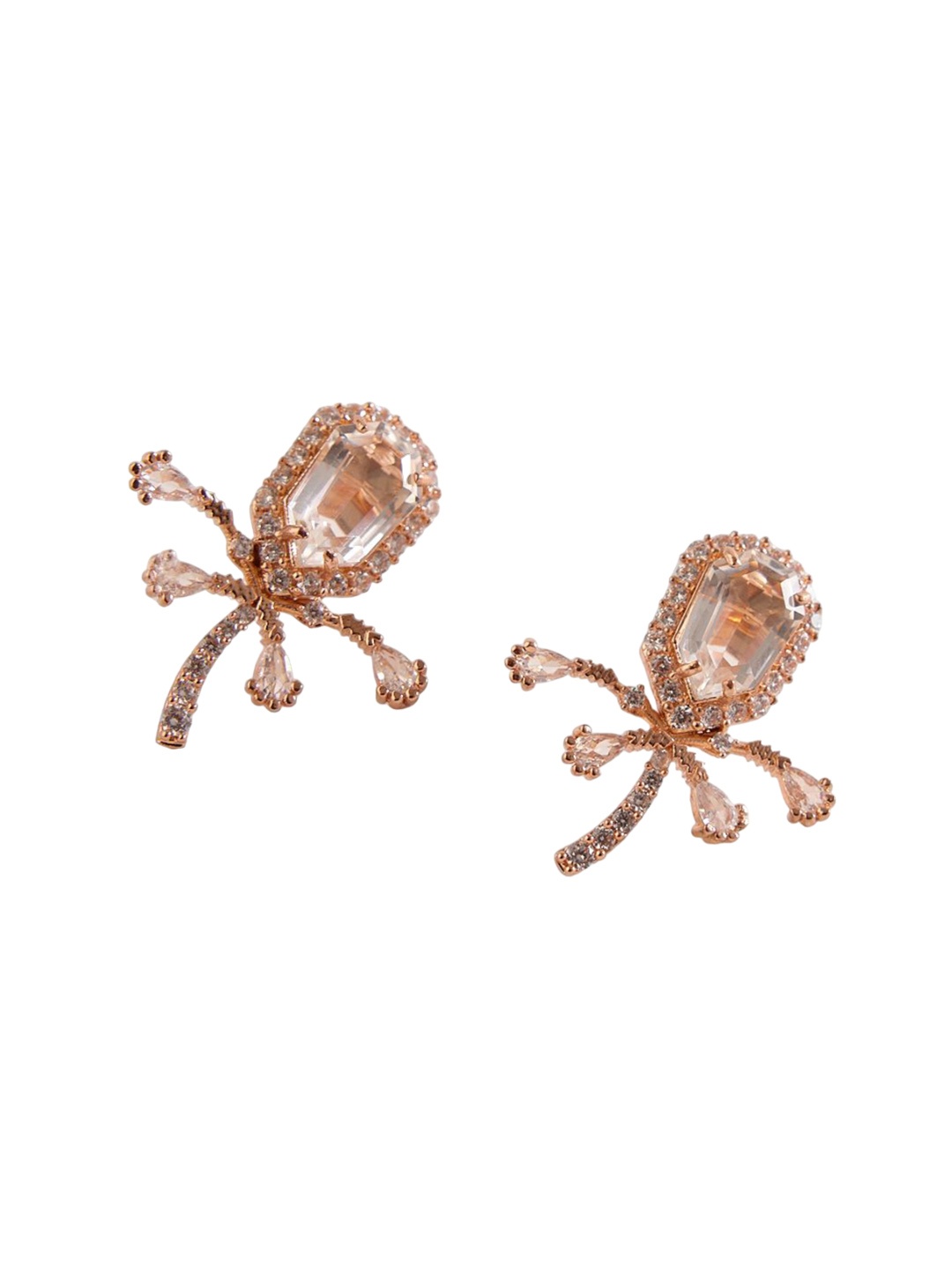 

Outhouse Rose Gold-Plated Stones Studded Contemporary Studs