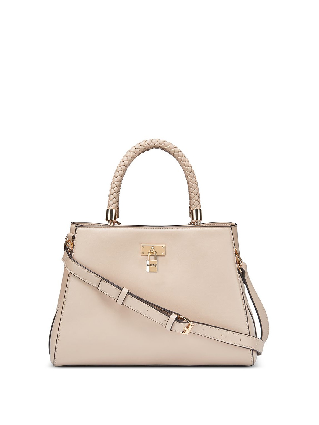 

GUESS PU Structured Satchel with Tasselled, Taupe
