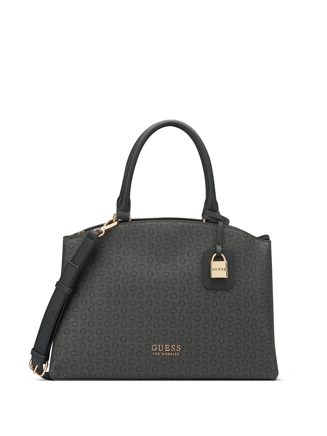 

GUESS Printed Shopper Satchel with Cut Work, Grey