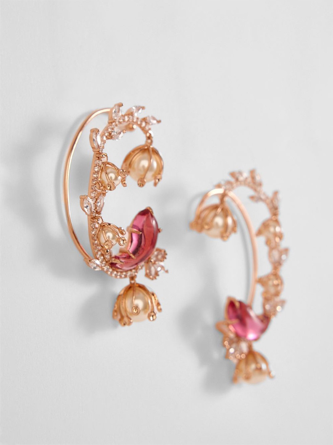 

Outhouse Rose Gold Plated Artificial Stones Ear Cuff Earrings