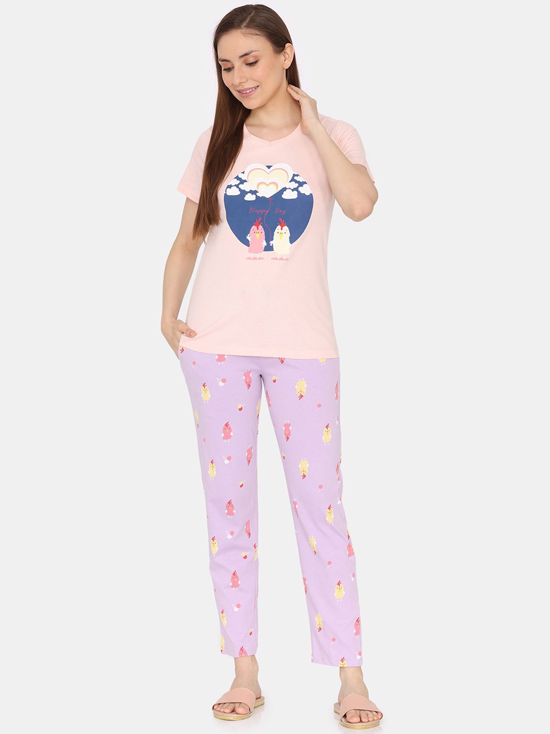 

Zivame Women Cartoon Characters Printed Night suit, Pink