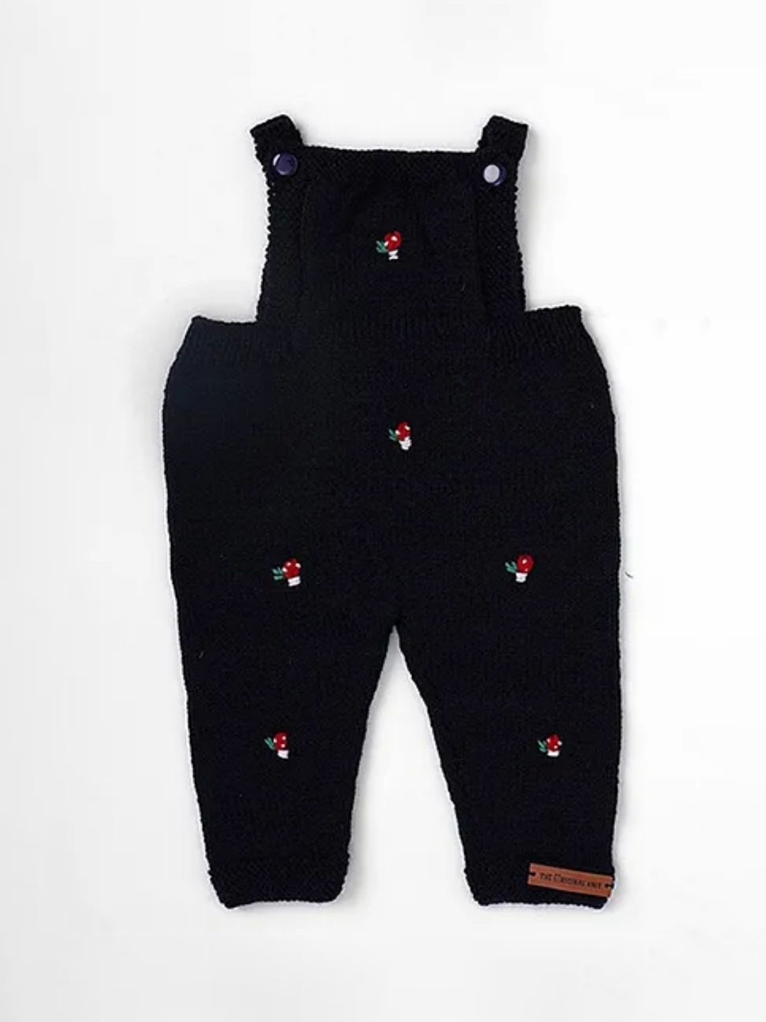 

The Original Kids Infants Embroidered Self Design Dungarees, Black