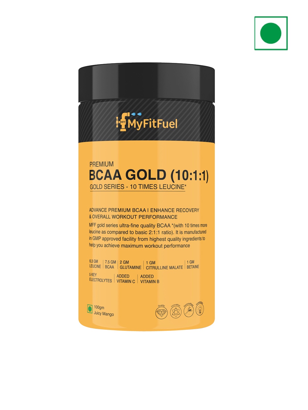 

MyFitFuel Premium BCAA Gold 10:1:1 - 100g - Juicy Mango, Cream