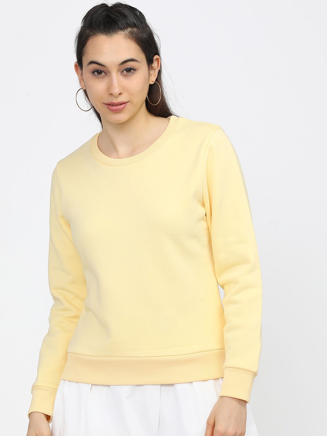 

Tokyo Talkies Women Solid Sweatshirt, Yellow