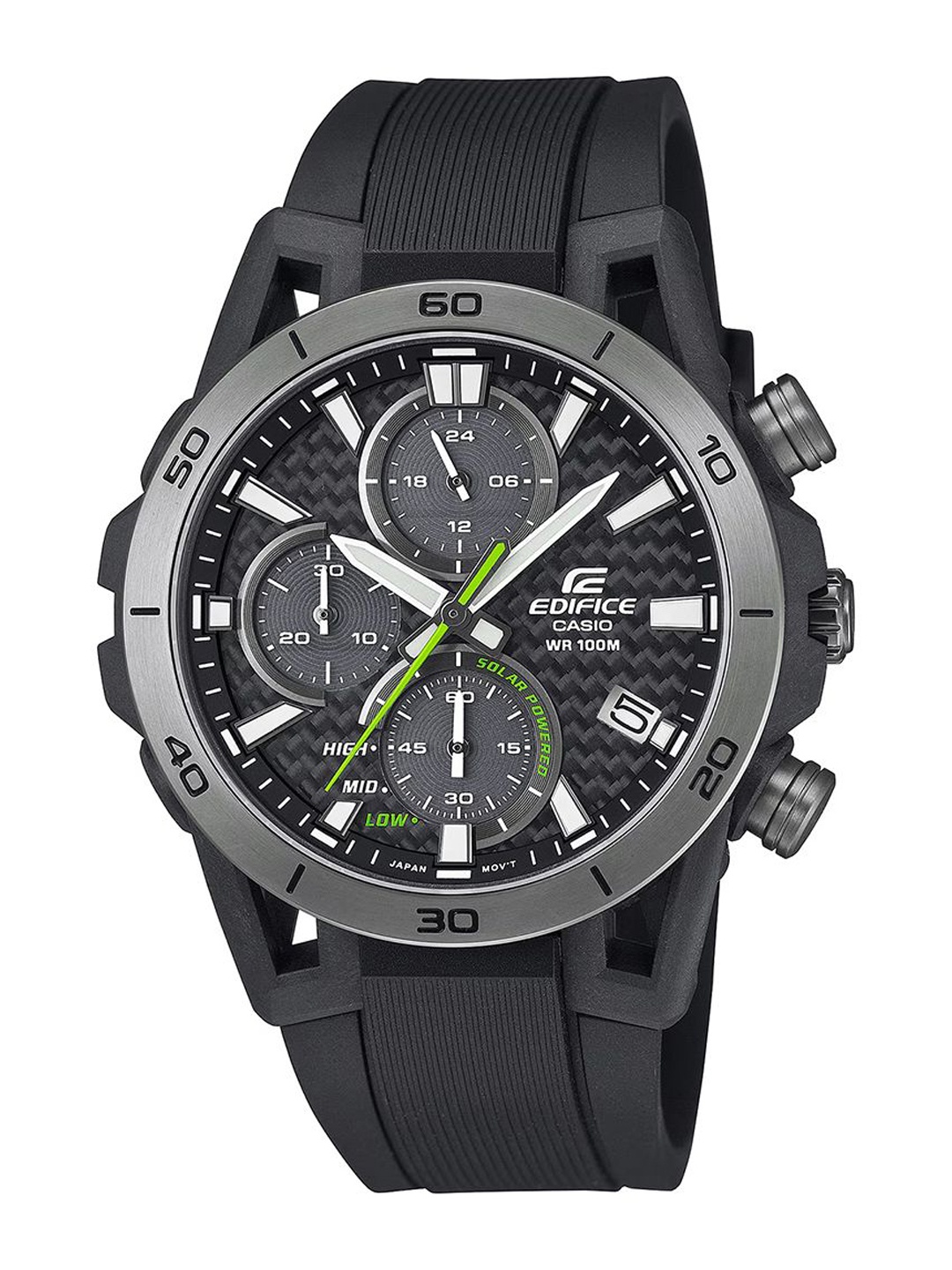 

CASIO Men Dial & Cuff Straps Analogue Chronograph Solar Powered Watch ED630, Black