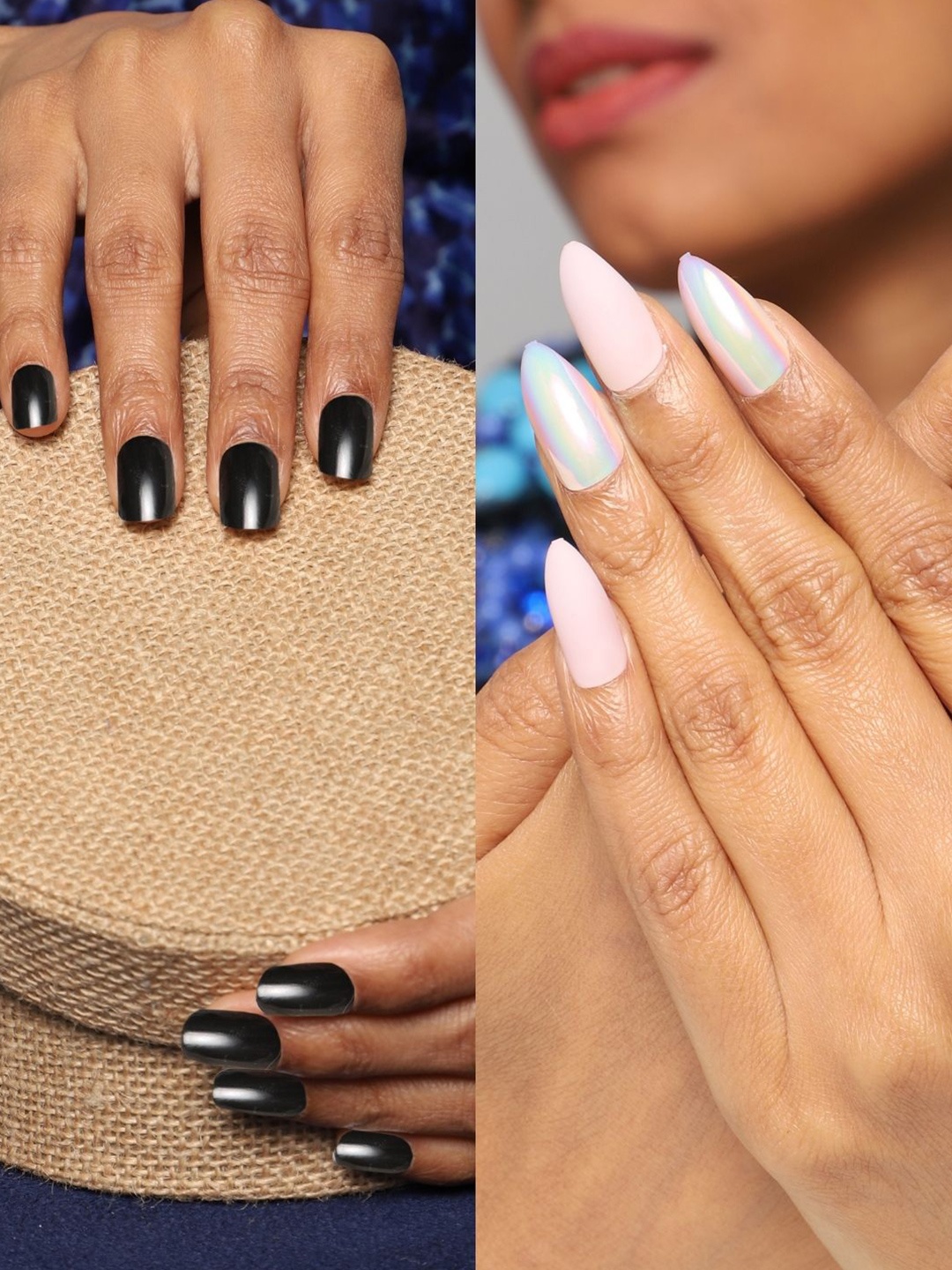 

LICK Women Pack Of 2 Reusable Fake Acrylic Press On Nail Extensions, Black