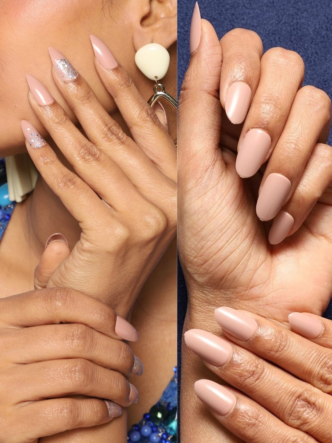 

LICK Women Pack Of 2 False Fake Reusable Acrylic Press on Nails, Beige