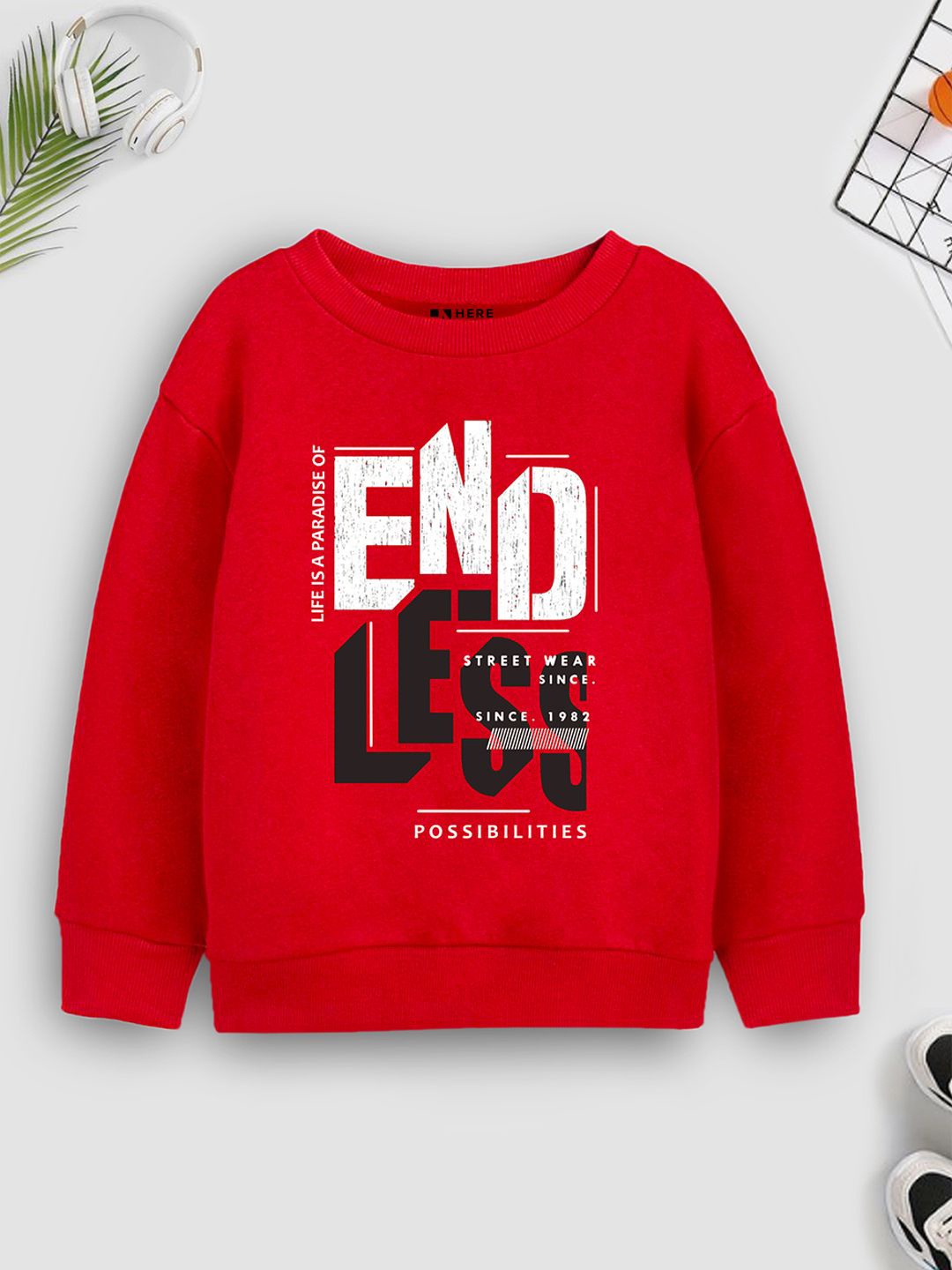 

HERE&NOW Boys Printed Sweatshirt, Red