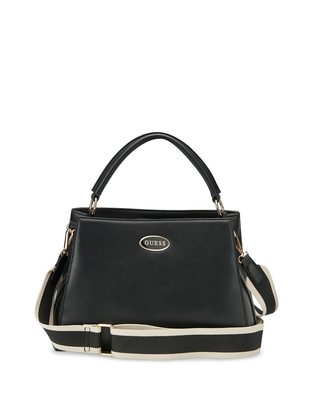 

GUESS PU Structured Satchel with Tasselled, Black