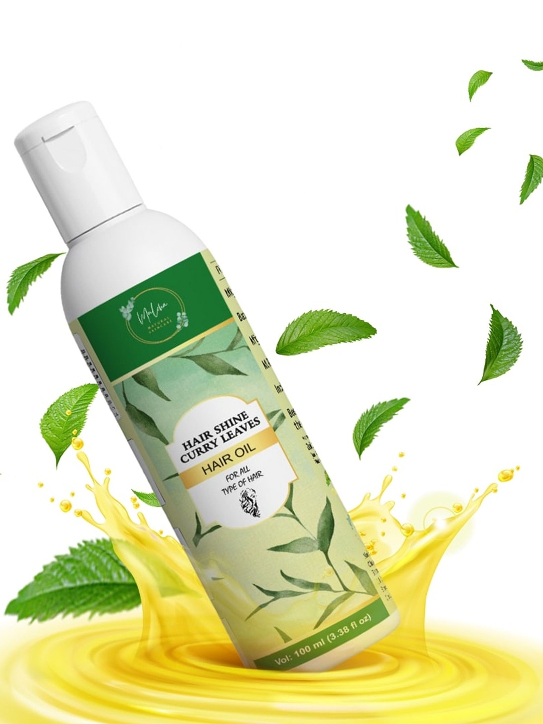 

MULOHA Nourishing Curry Leaves Hair Oil -100ml, Lime green