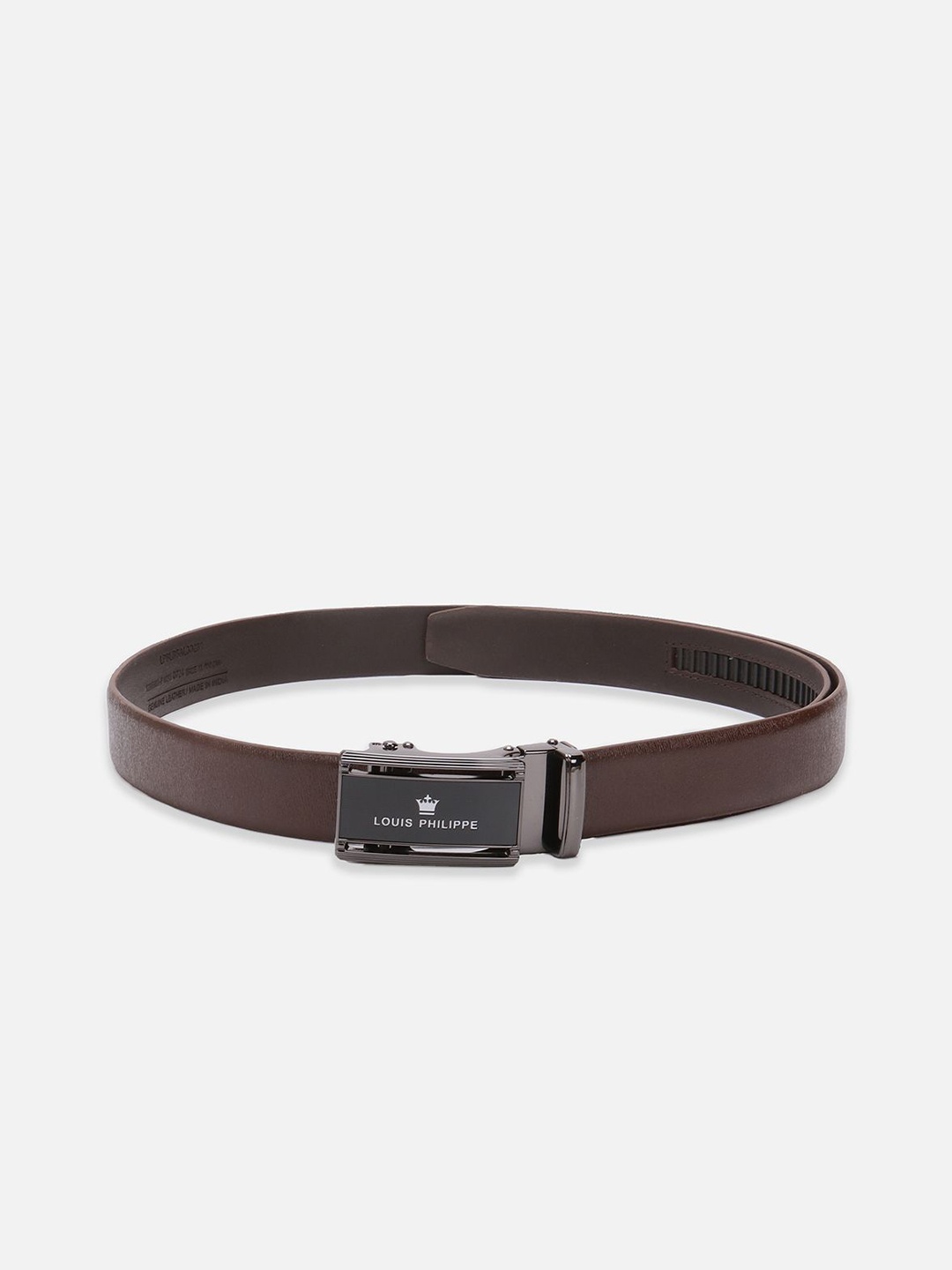 

Louis Philippe Men Textured Slider Buckle Closure Leather Formal Belt, Brown