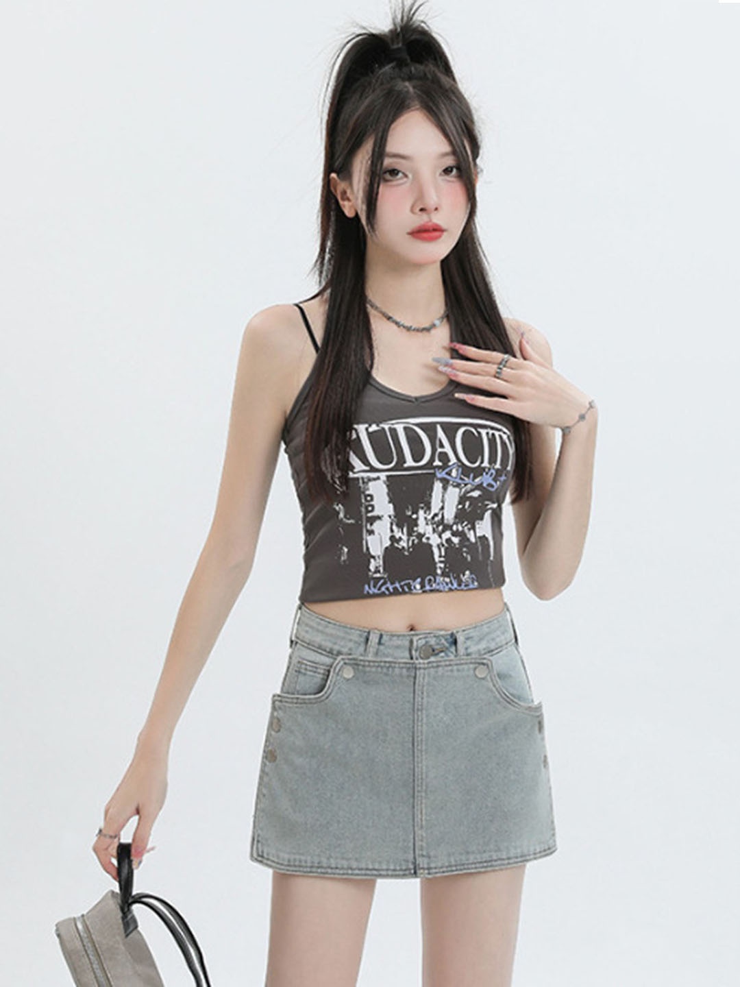 

LULU & SKY Women Slim Fit High-Rise Denim Shorts, Blue