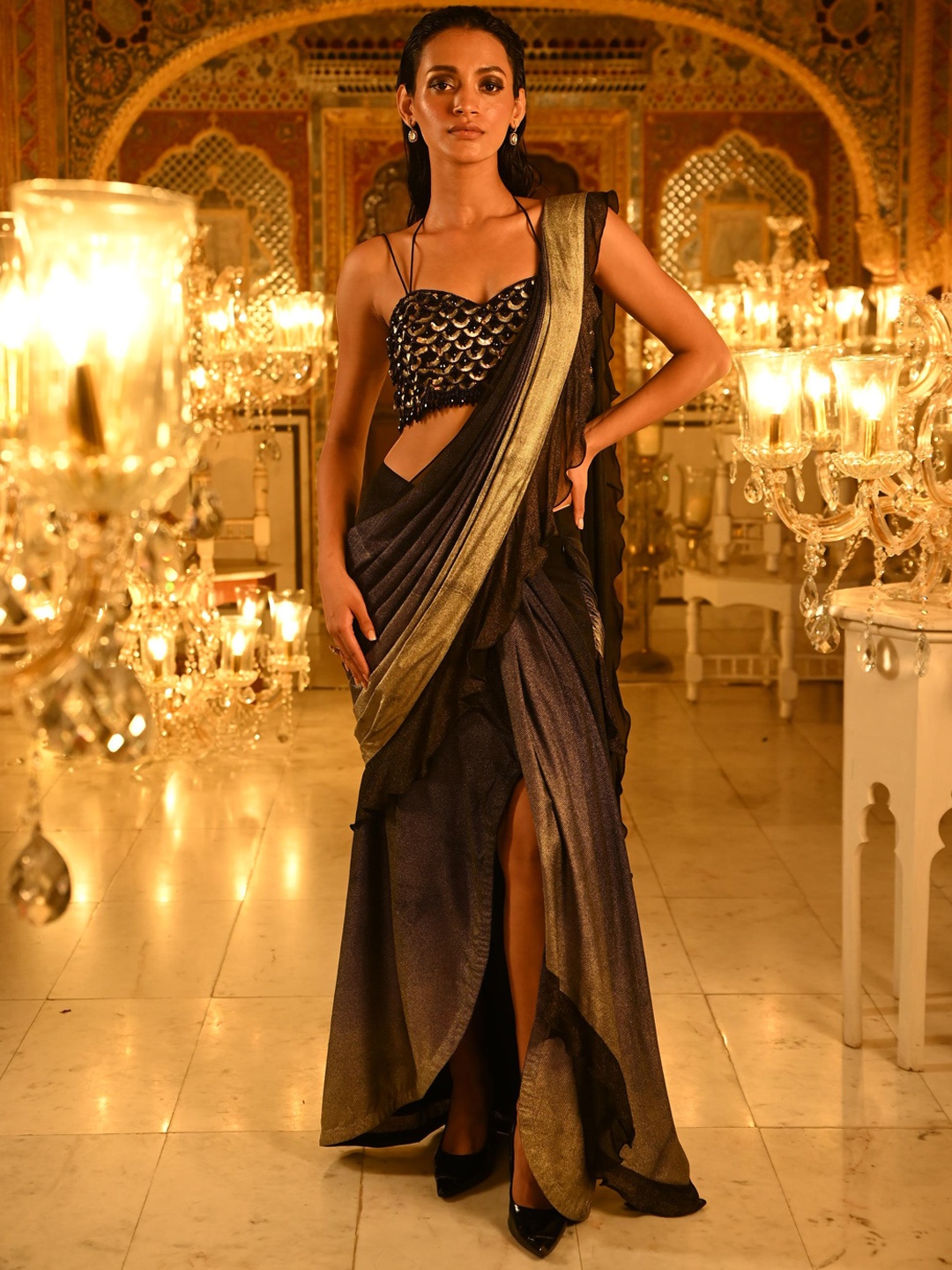 

Nikita Vishakha Embroidered Saree Blouse, Black