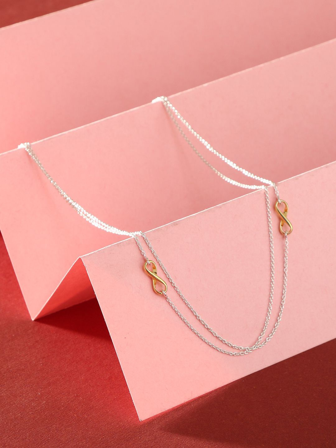 

925 By Adwitiya 92.5 Sterling Silver Plated Layered Minimal Necklace, White