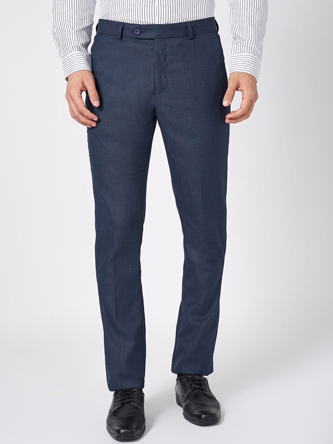 

Peregrine by Pantaloons Men Slim Fit Trousers, Navy blue