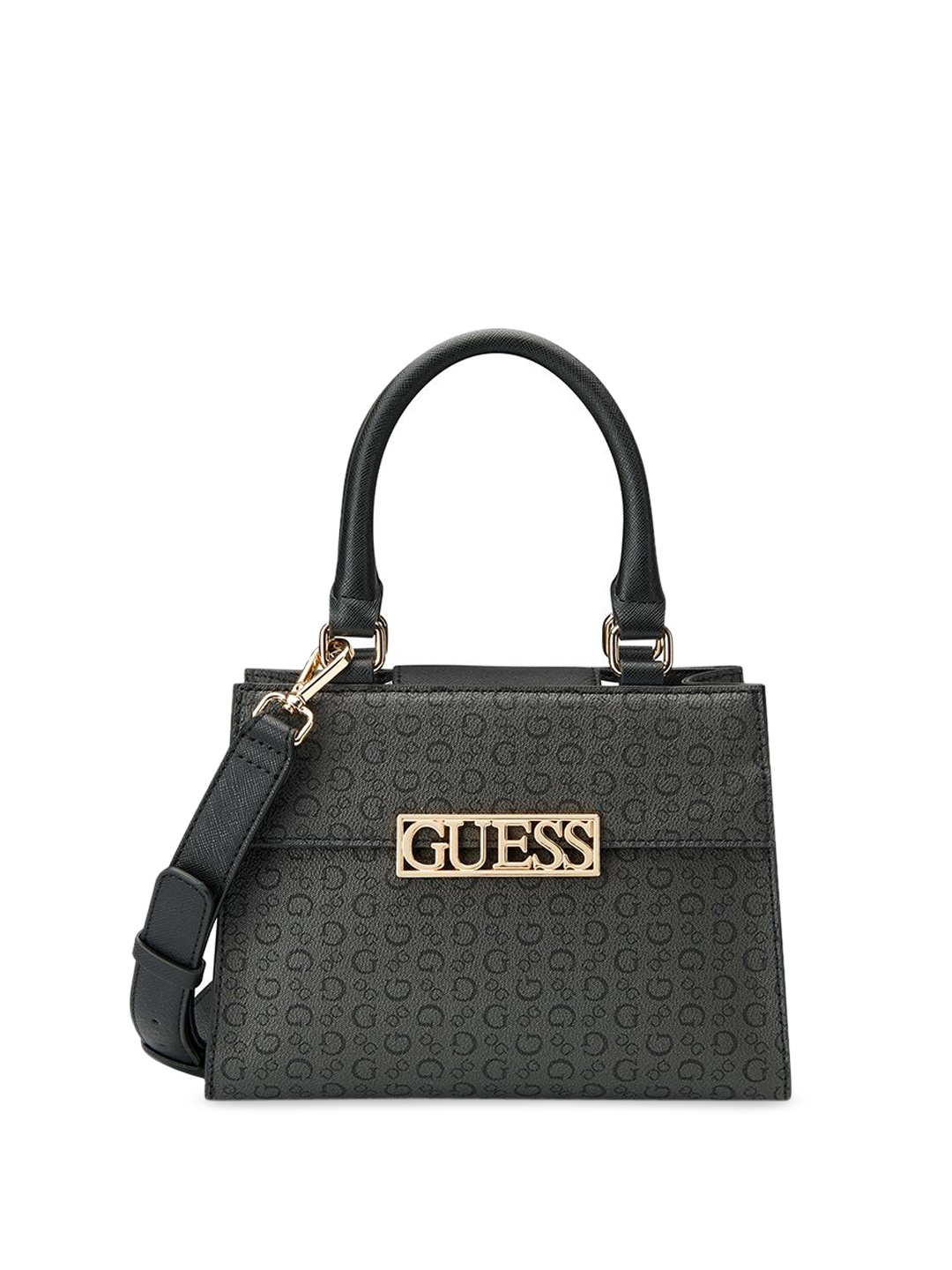 

GUESS Printed PU Structured Satchel with Quilted, Grey