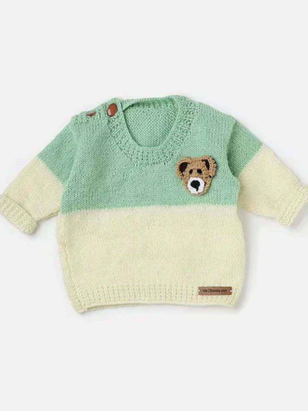 

The Original Knit Unisex Kids Colourblocked Ribbed Pullover, Green