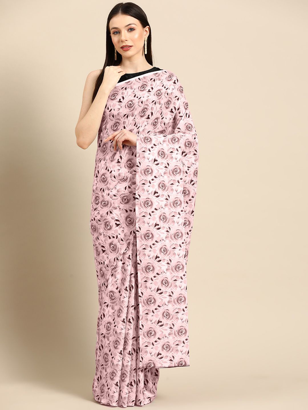 

BUTA BUTI Floral Pure Cotton Saree, Pink