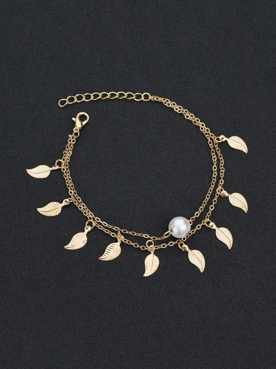 

FIMBUL Gold-Plated Pearls Multi Layer Antique Anklet