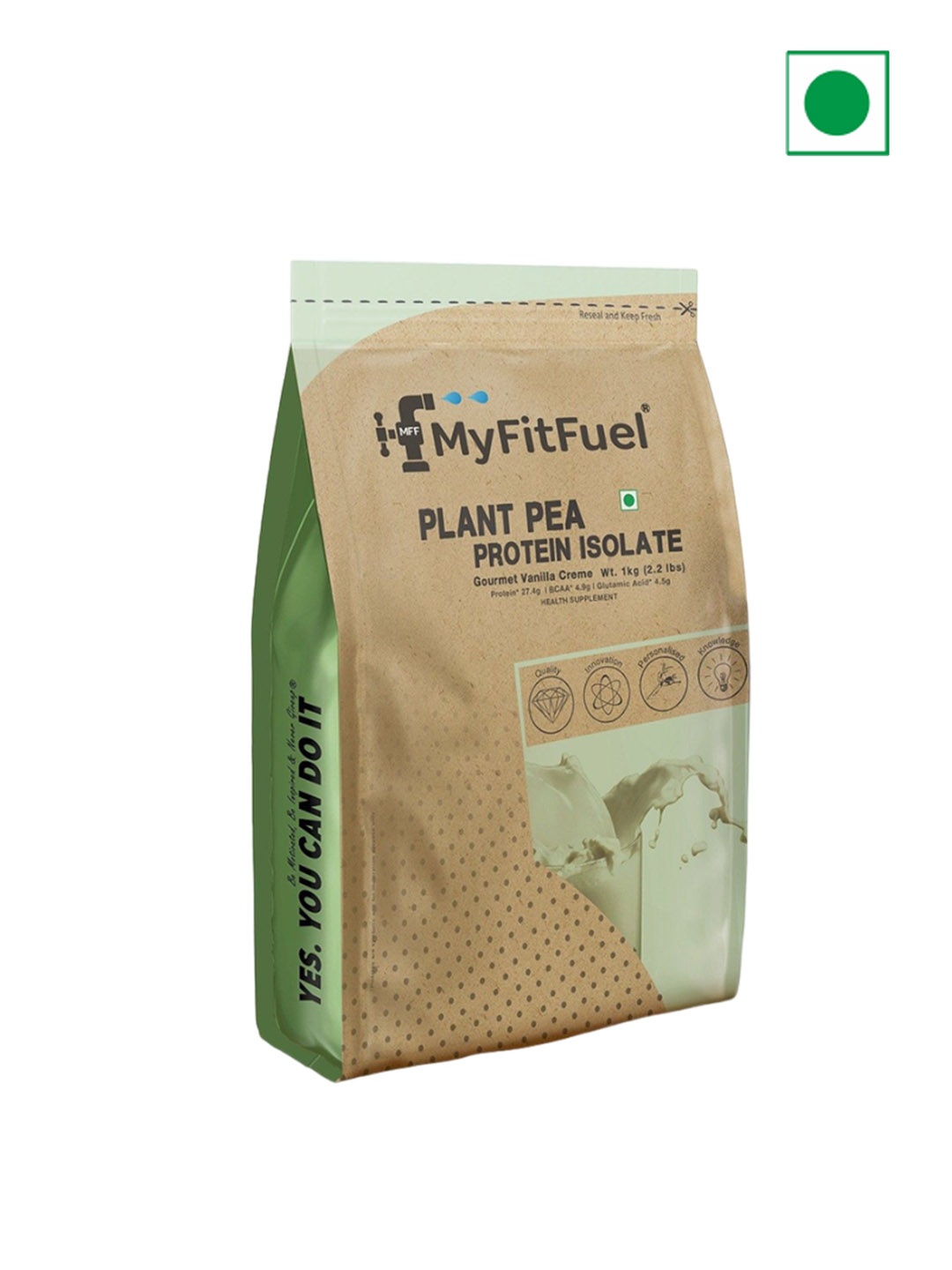 

MyFitFuel Plant Pea Protein Isolate-Gourmet Vanilla Creme Flavoured- 1Kg, Cream