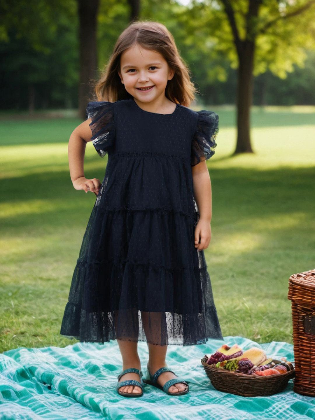 

INCLUD Flared Sleeve Fit and Flare Maxi Dress, Blue