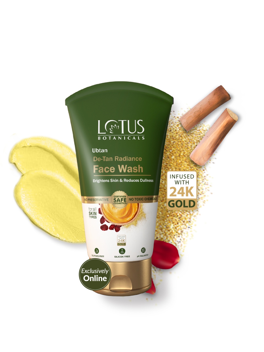 

Lotus Botanicals Ubtan De-Tan Radiance Infused with 24K Gold Face Wash - 100 ml, White