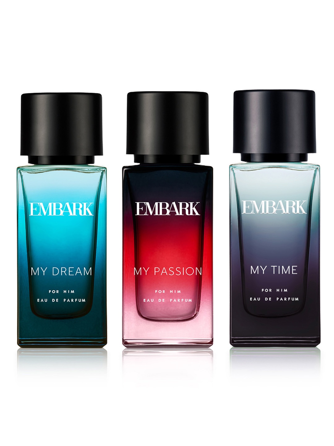 

EMBARK Men Set of 3 Eau De Parfum 30 ml each - My Dream + My Time + My Passion, Blue