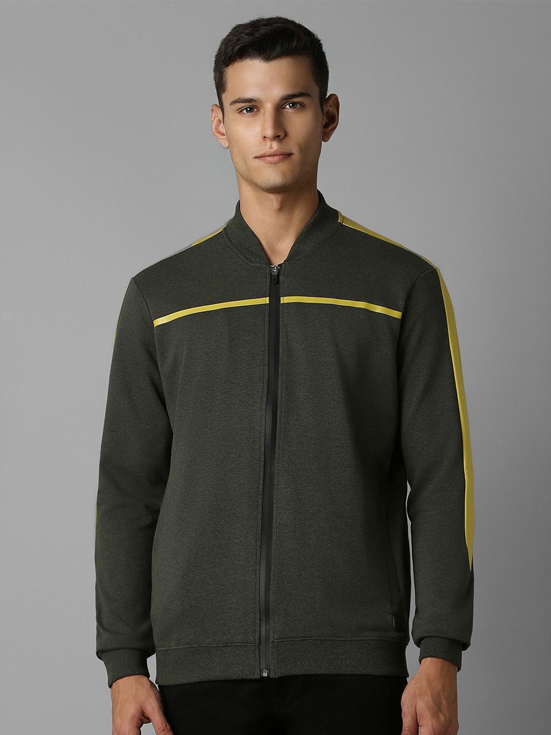 

Louis Philippe Men Colourblocked Sweatshirt, Olive