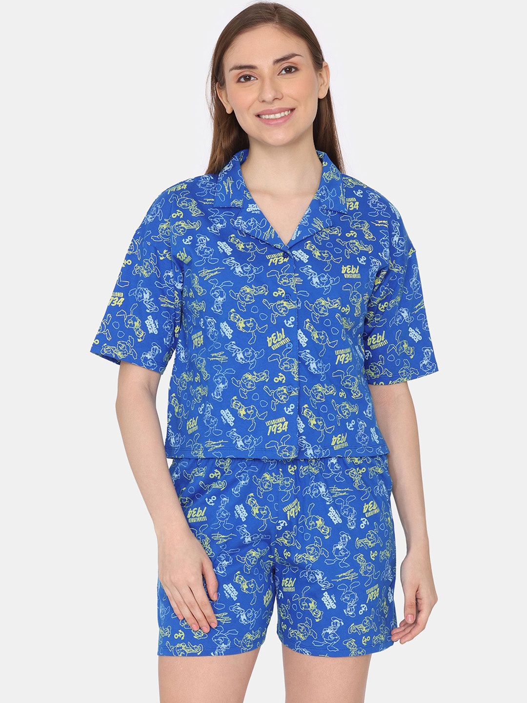 

Rosaline by Zivame Women Humour and Comic Printed Night suit, Blue