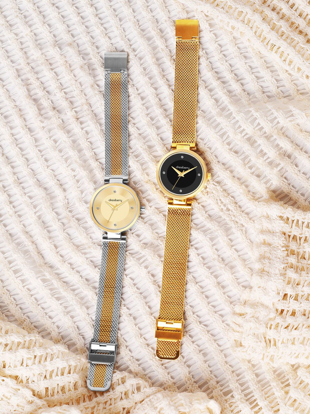 

DressBerry Women Embellished Dial & Straps Analogue Watch DBWatchP2-09, Gold