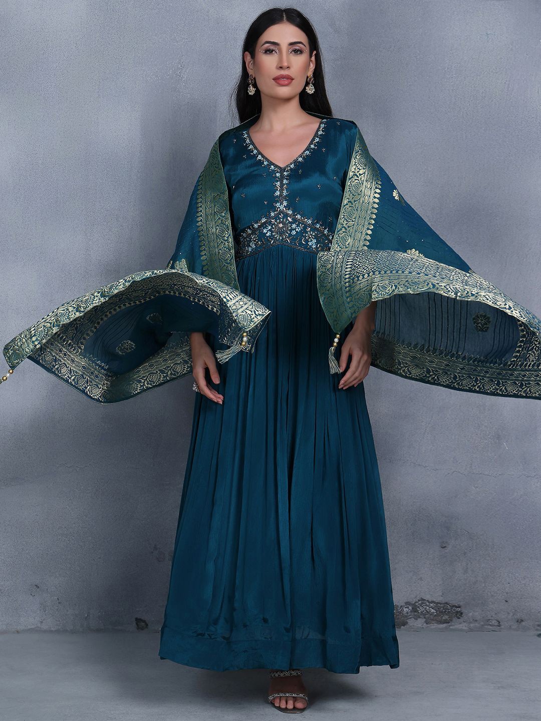 

Rang by Indya Embellished Anarkali Kurta, Green