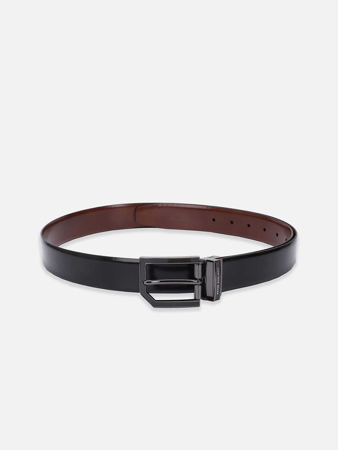 

Peter England Men Solid Tang Closure Leather Reversible Formal Belt, Black