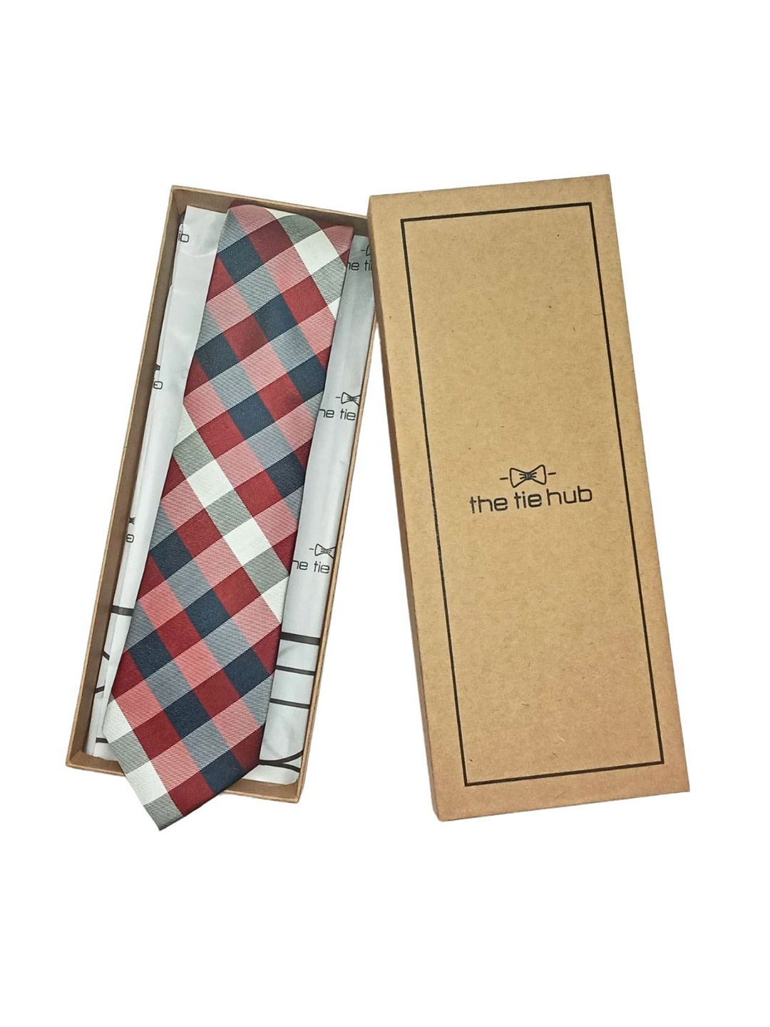 

The Tie Hub Men Checked Broad Tie, Red