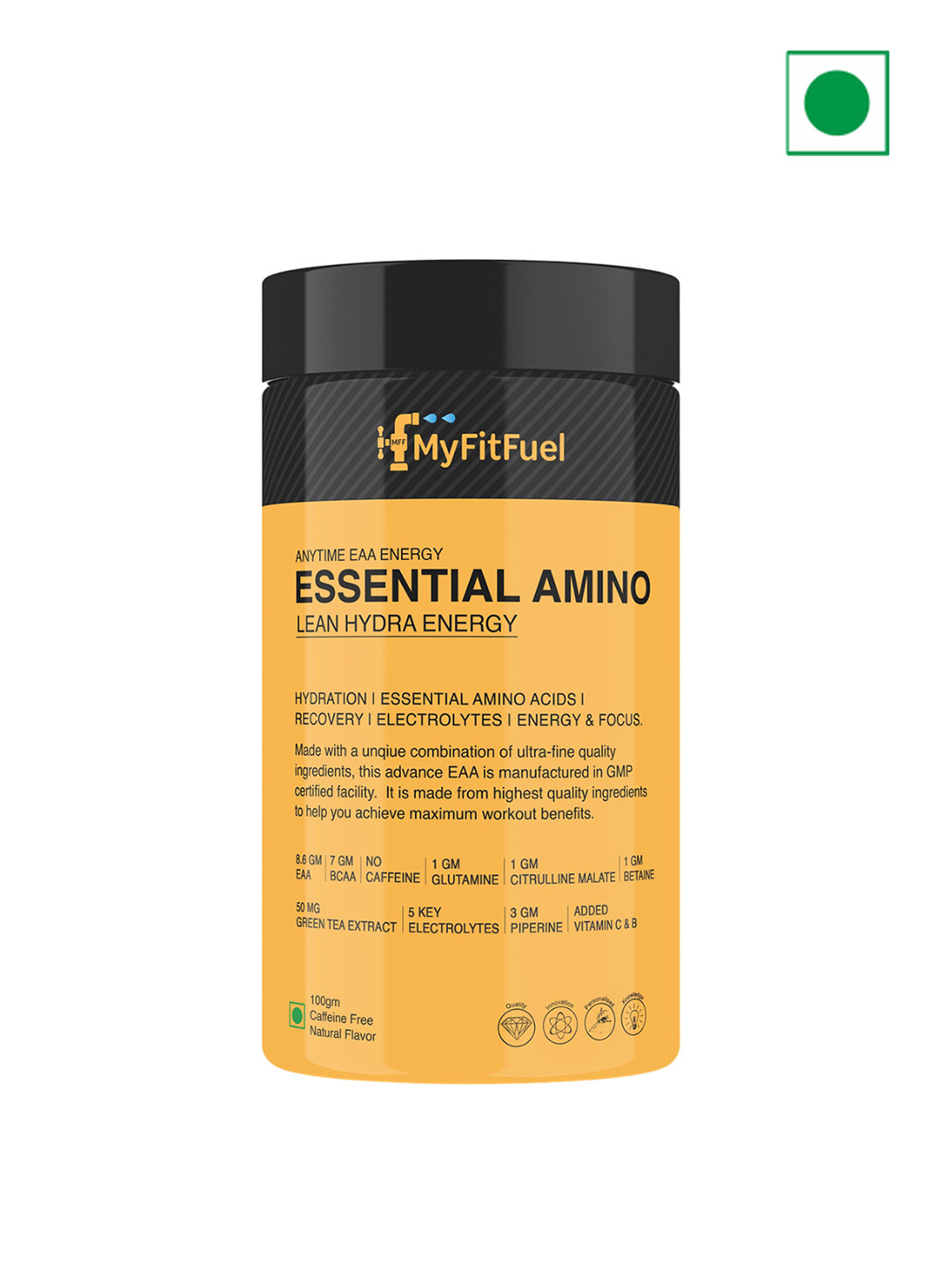 

MyFitFuel Anytime EAA Energy Essential Amino - 100g - Natural Flavour, Cream