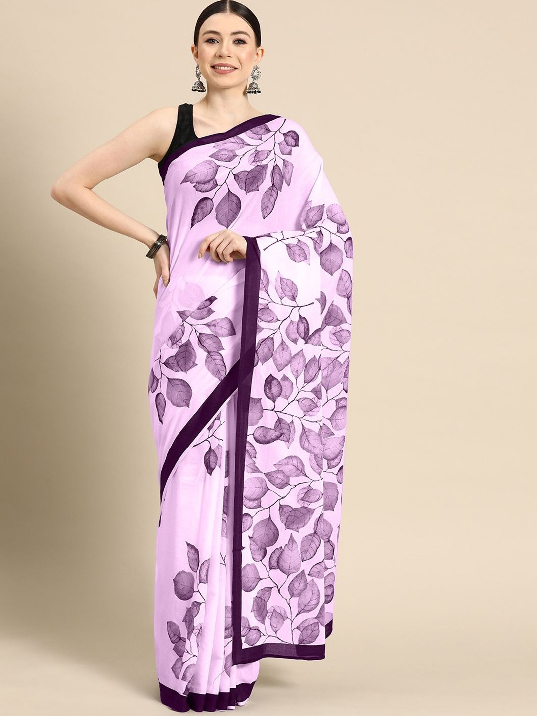 

BUTA BUTI Women Floral Printed Pure Cotton Saree, Pink