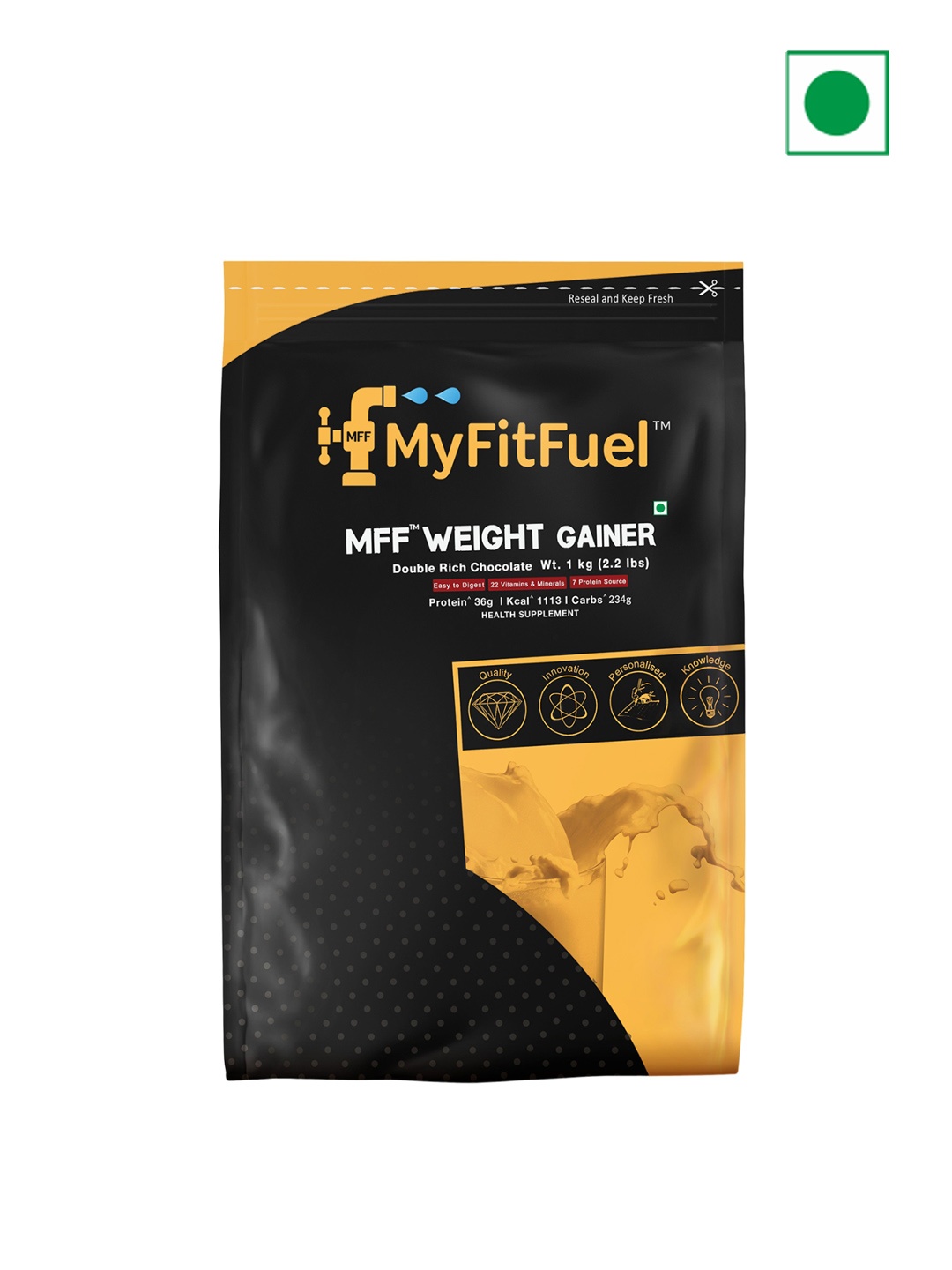 

MyFitFuel Weight Gainer Protein- Double Rich Chocolate Flavoured-1Kg, Brown