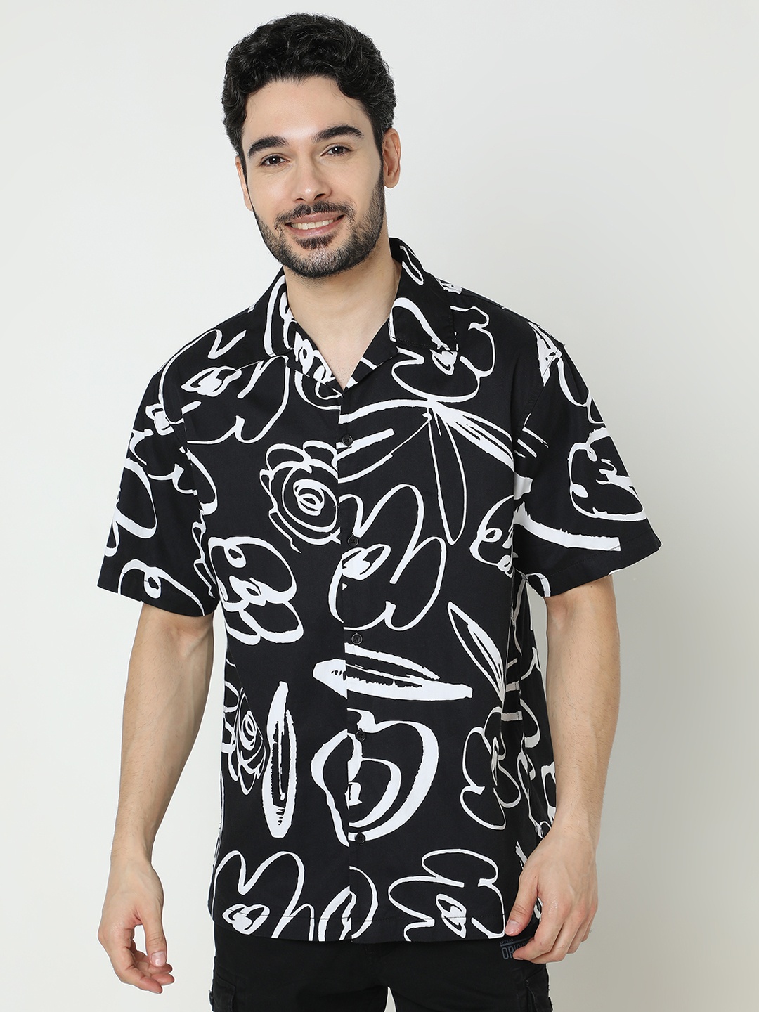 

SPYKAR Relaxed Fit Printed Casual Shirt, Black