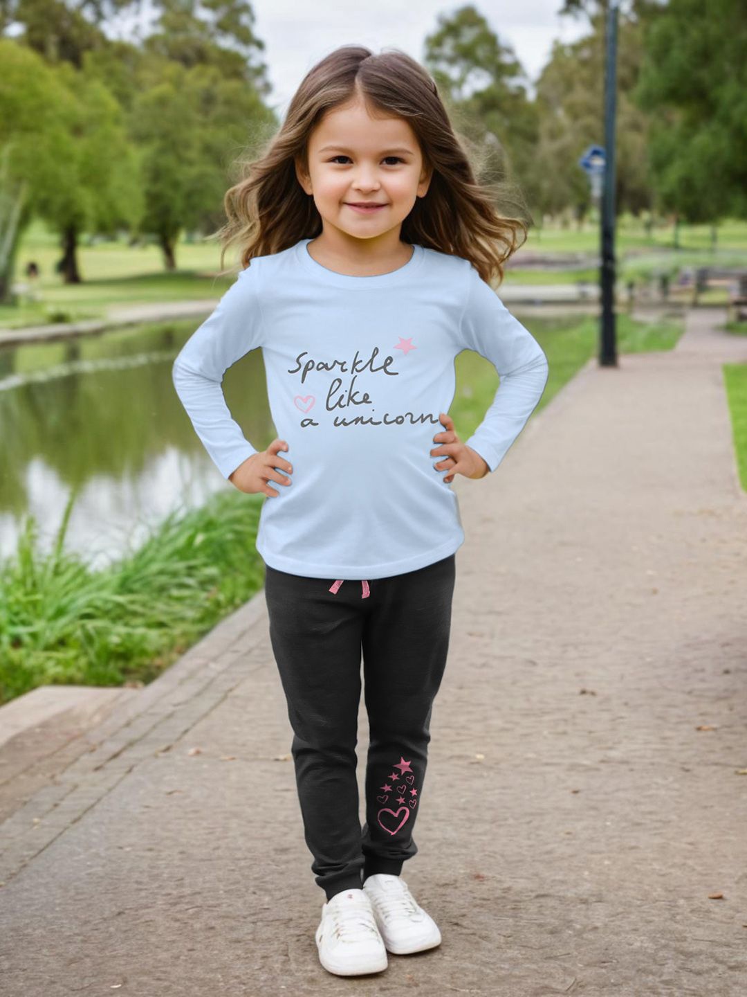 

INCLUD Girls Printed T-shirt With Trouser, Blue